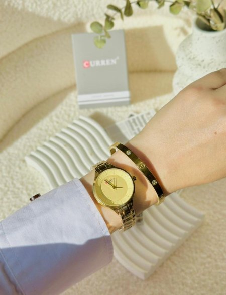 ساعة Curren ذهبية مع سوار كارتير مرصع
